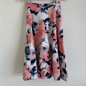 LARA Pink and Navy Floral Circle Skirt